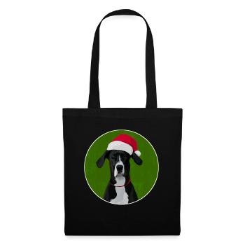 Grand chien danois au chapeau de père Noël pour Noël - Sac en tissu - noir - Devant