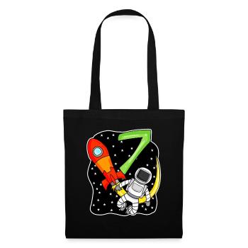 7e anniversaire - 7 ans Jeune astronaute - Sac en tissu - noir - Devant