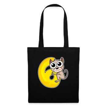 6 ans - 6 ans d’anniversaire avec motif animal - Sac en tissu - noir - Devant