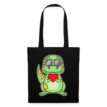 Dinosaurs with Heart - Love Romantic - Tote Bag - black - Front