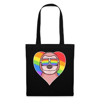Animal gay paresseux Cœur arc-en-ciel - Sac en tissu - noir - Devant
