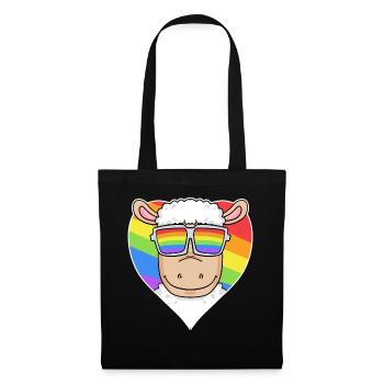 Gay LGBT Tier Schaf Regenbogen Herz - Stoffbeutel - Schwarz - Vorne