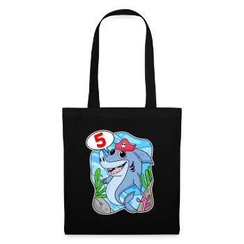 5 ans - 5ème anniversaire avec motif animal - Sac en tissu - noir - Devant