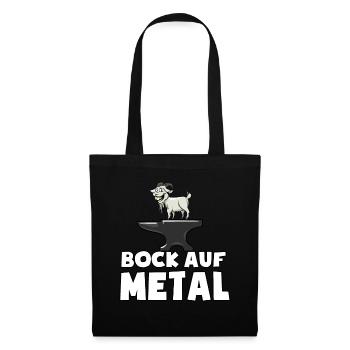 Bock auf Metal - Spruch - lustiges Musik Wortspiel - Stoffbeutel - Schwarz - Vorne