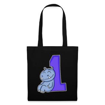 1 an - Inscription - Motif hippopotame - Gagner - Sac en tissu - noir - Devant