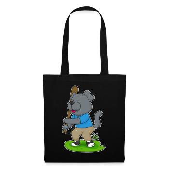 Chien Baseball Batte - Sac en tissu - noir - Devant