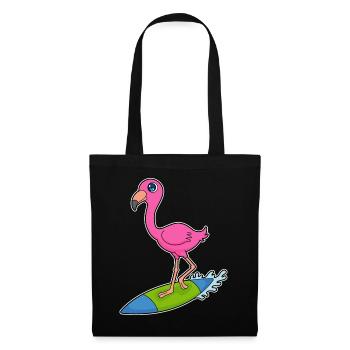 Flamingo Surfen Surfbrett Sommer - Stoffbeutel - Schwarz - Vorne