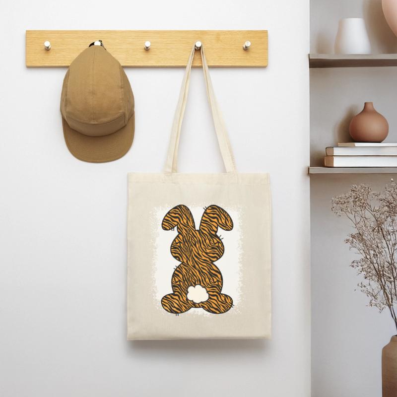 Tiger Pattern Rabbit Bleached Easter Tote Bag