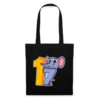 1 year old - school enrolment - elephant motif - Tote Bag - black - Front