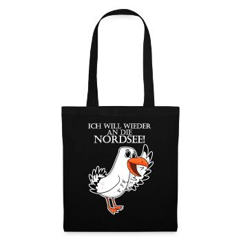 Nordsee Plattdeutsch Spruch Moin Möwe - Stoffbeutel - Schwarz - Vorne