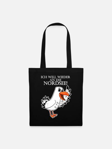Nordsee Plattdeutsch Spruch Moin Möwe - Stoffbeutel - Schwarz