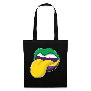 Tongue Lips Festival Parade Beads Mardi Gras - Stoffbeutel - Schwarz - Vorne