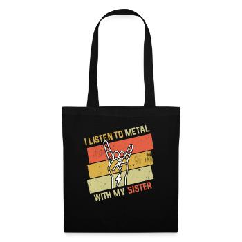 Vintage Metal With Sister Metal Kid Music Lover - Stoffbeutel - Schwarz - Vorne