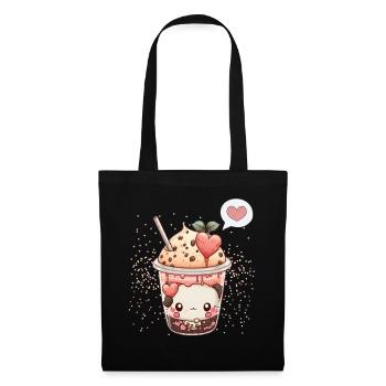 Kawaii Boba Tea for Valentine's Day Bubble Tea Hearts - Tote Bag - black - Front