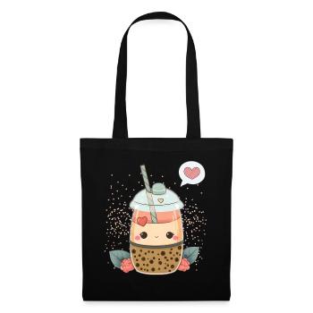 Kawaii Boba Tea for Valentine's Day Bubble Tea Hearts - Tote Bag - black - Front