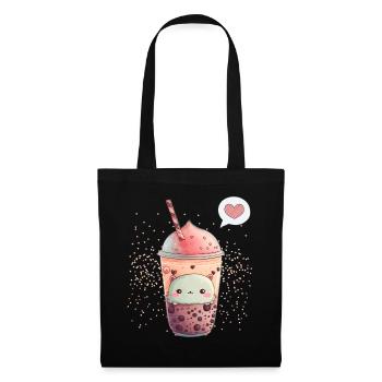 Kawaii Boba Tea for Valentine's Day Bubble Tea Hearts - Tote Bag - black - Front