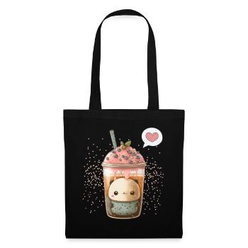 Kawaii Boba Tea for Valentine's Day Bubble Tea Hearts - Tote Bag - black - Front