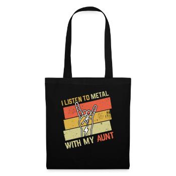 Vintage Metal With Aunt Metal Kid Music Lover - Stoffbeutel - Schwarz - Vorne