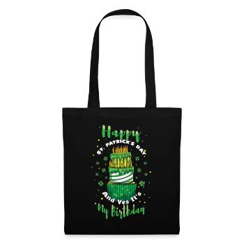 Oui Mon gâteau de naissance Trèfle Saint Patrick Fête - Sac en tissu - noir - Devant