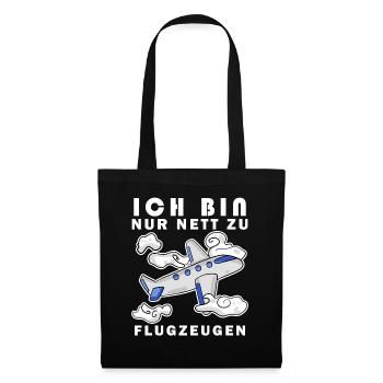 Flugzeug Spruch Geschenk - Stoffbeutel - Schwarz - Vorne