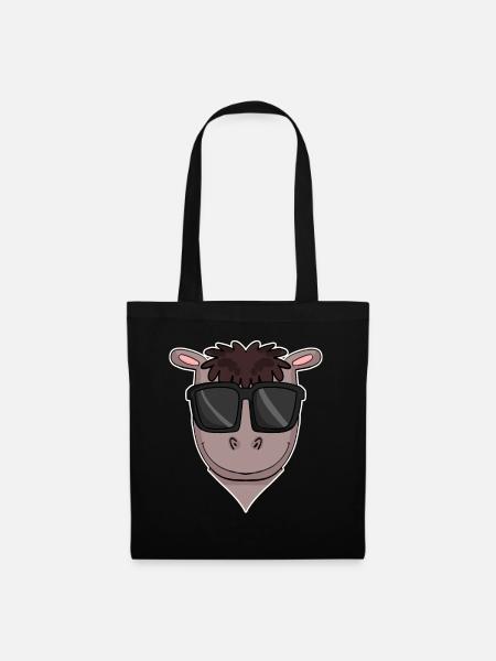 Pferd mit Sonnenbrille - Stoffbeutel - Schwarz