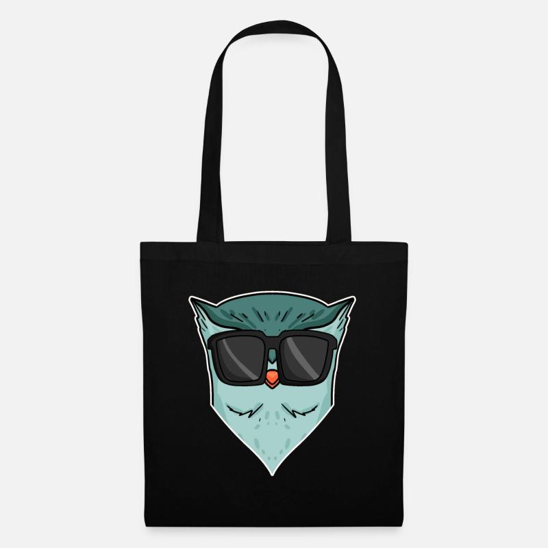 Eule mit Sonnenbrille - Stoffbeutel - Schwarz