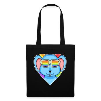 Gay Regenbogen Herz Tier Maus - Stoffbeutel - Schwarz - Vorne
