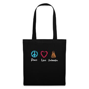 Peace Love Badminton - Stoffbeutel - Schwarz - Vorne