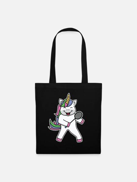 Badminton Einhorn - Stoffbeutel - Schwarz