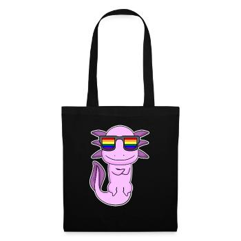 Gay Rainbow - Axolotl with glasses - Tote Bag - black - Front