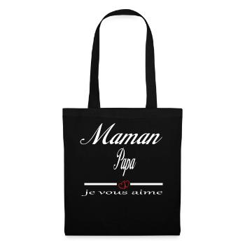 Maman Papa Je Vous Aime - Sac en tissu - noir - Devant