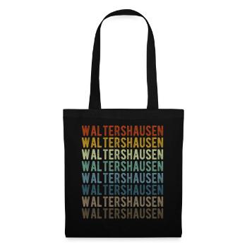 Waltershausen Stadt Retro Vintage - Stoffbeutel - Schwarz - Vorne