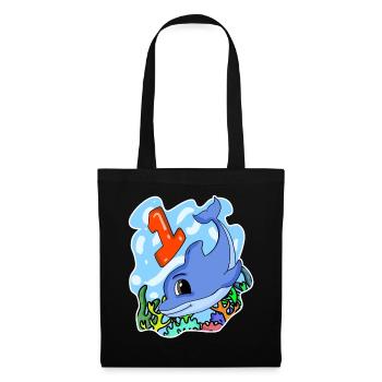 1 year old - Enrollment - Dolphin motif - Tote Bag - black - Front