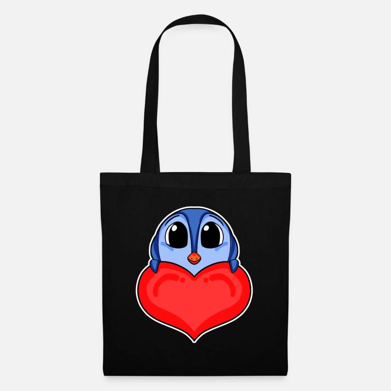 Pinguin mit Herz - Liebe Romantisch - Stoffbeutel - Schwarz