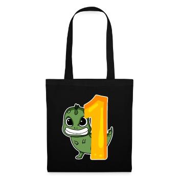 1 year old - Enrollment - Dinosaur motif - Tote Bag - black - Front