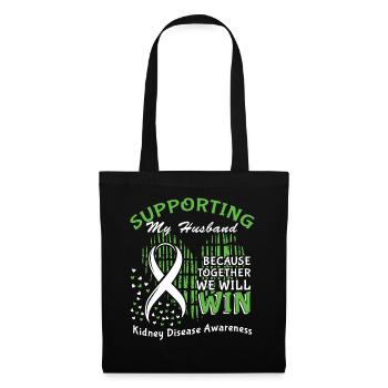 Soutenez la sensibilisation de votre mari à la maladie du rein vert - Sac en tissu - noir - Devant