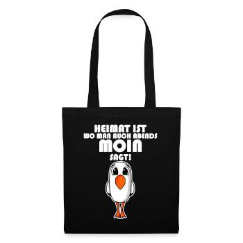 Nordsee Plattdeutsch Spruch Moin Möwe - Stoffbeutel - Schwarz - Vorne