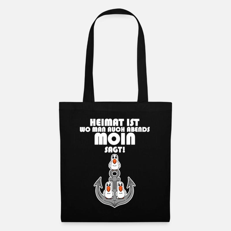 Nordsee Plattdeutsch Spruch Moin Möwe Anker - Stoffbeutel - Schwarz