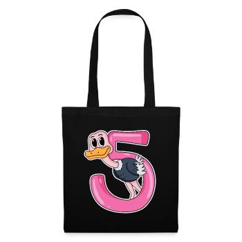 5 Jahre alt - 5. Geburtstag mit Tier Motiv - Stoffbeutel - Schwarz - Vorne