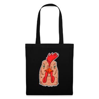 Huhn Kopf - Stoffbeutel - Schwarz - Vorne