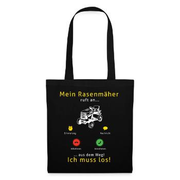 Mein Rasenmäher Ruft Lustiges Gärtner Garten - Stoffbeutel - Schwarz - Vorne