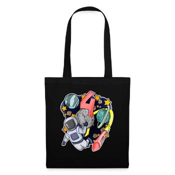 Cadeau de garçon d’anniversaire de 4 ans - Sac en tissu - noir - Devant