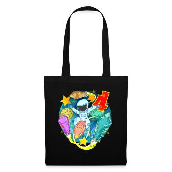 Cadeau de garçon d’anniversaire de 4 ans - Sac en tissu - noir - Devant