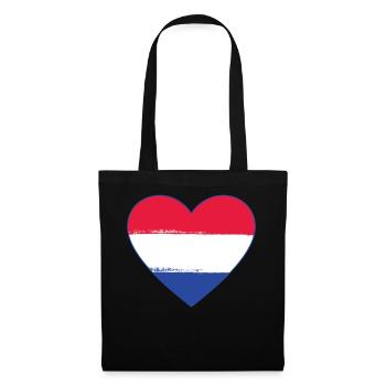 Holland Flag Heart utilisé - Sac en tissu - noir - Devant