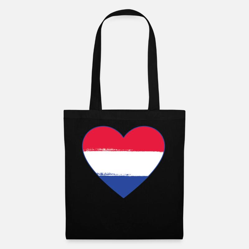 Holland Flagge Herz used - Stoffbeutel - Schwarz