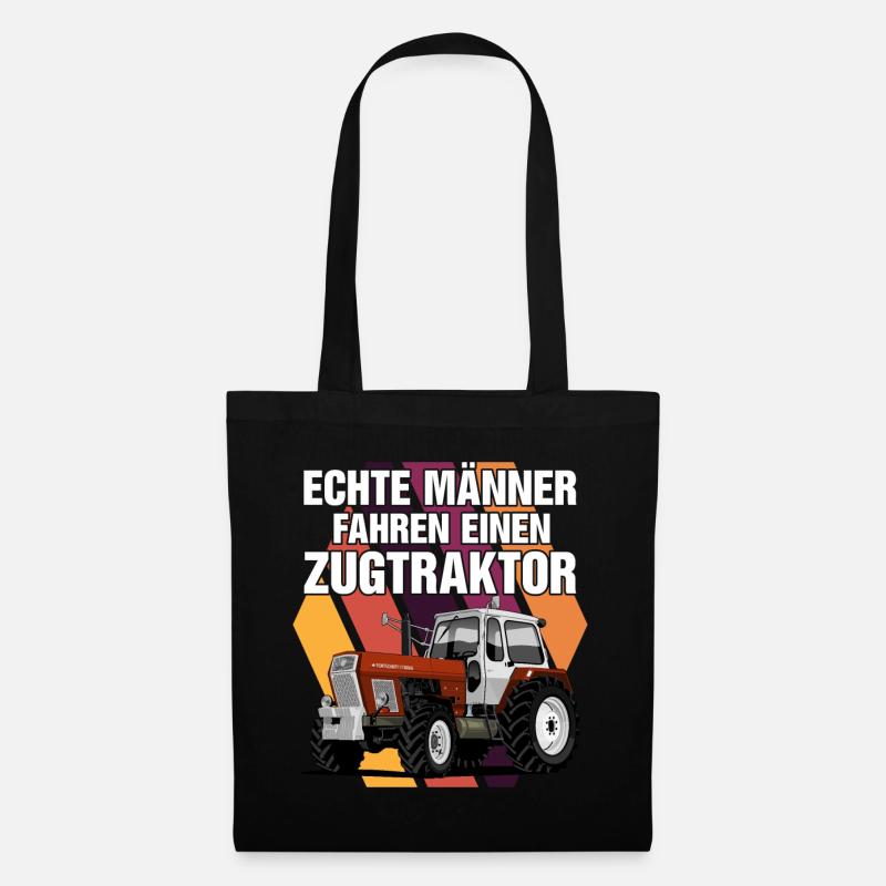 Echte Männer fahren einen Zugtraktor - Stoffbeutel - Schwarz