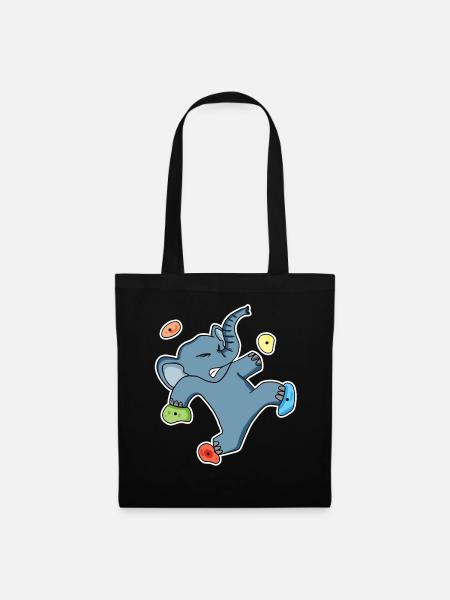Climbing Elefant Motiv - Stoffbeutel - Schwarz