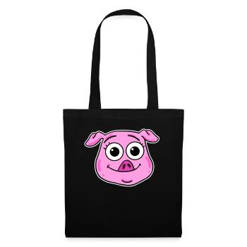 Tête de porc Tête d’animal - Sac en tissu - noir - Devant
