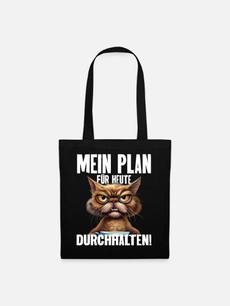 Mein Plan Für Heute Durchhalten! - Stoffbeutel - Schwarz