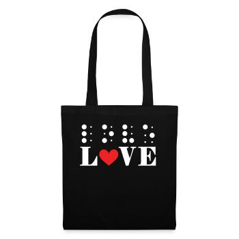 Love Braille Alphabet Braille Language Heart - Tote Bag - black - Front